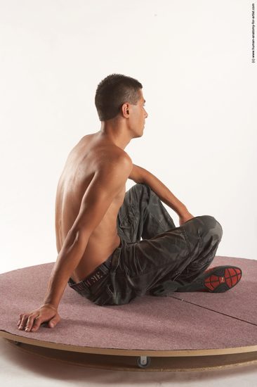 Casual Man White Kneeling poses - ALL Slim Short Brown Kneeling poses - on one knee Academic