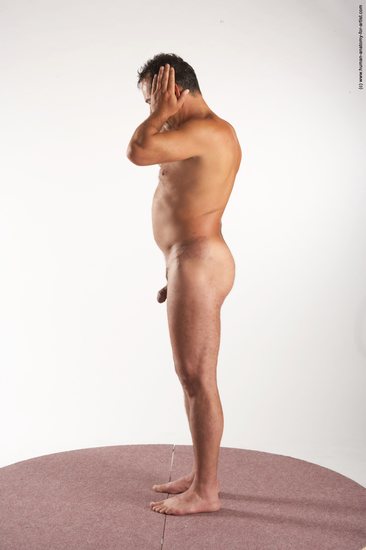 Nude Man White Standing poses - ALL Average Short Brown Standing poses - simple Realistic