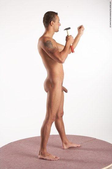 Nude Daily activities Man White Standing poses - ALL Slim Short Brown Standing poses - simple Realistic