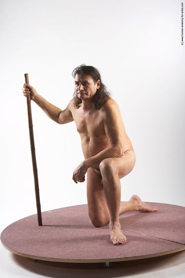 Nude Man Another Kneeling poses - ALL Chubby Long Grey Realistic