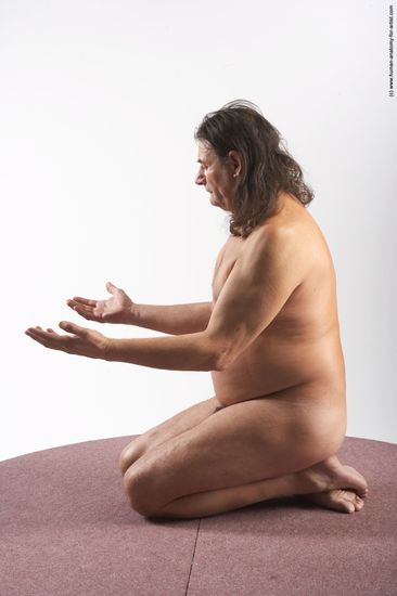 Nude Man Another Chubby Long Grey Sitting poses - ALL Sitting poses - on knees Realistic