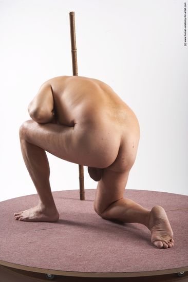 Nude Man Another Kneeling poses - ALL Chubby Long Grey Realistic