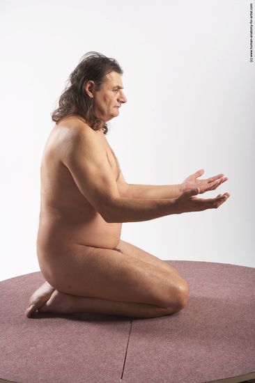 Nude Man Another Chubby Long Grey Sitting poses - ALL Sitting poses - on knees Realistic