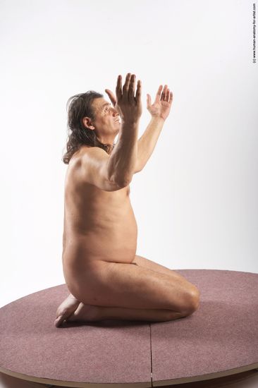 Nude Man Another Chubby Long Grey Sitting poses - ALL Sitting poses - on knees Realistic