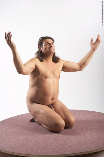 Nude Man Another Chubby Long Grey Sitting poses - ALL Sitting poses - on knees Realistic