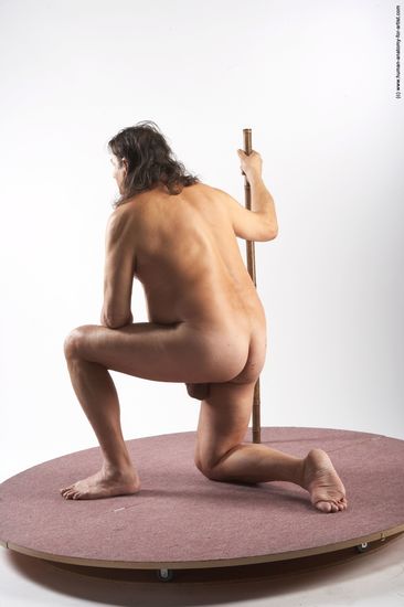 Nude Man Another Kneeling poses - ALL Chubby Long Grey Realistic