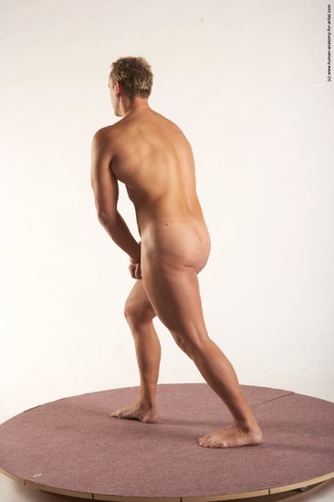 Nude Man White Standing poses - ALL Muscular Short Blond Standing poses - simple Realistic