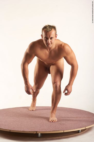 Nude Man White Standing poses - ALL Muscular Short Blond Standing poses - simple Realistic