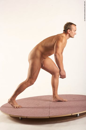 Nude Man White Standing poses - ALL Muscular Short Blond Standing poses - simple Realistic