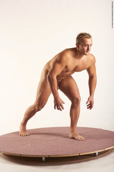 Nude Man White Standing poses - ALL Muscular Short Blond Standing poses - simple Realistic