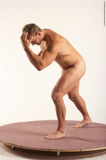 Nude Man White Standing poses - ALL Muscular Short Blond Standing poses - simple Realistic