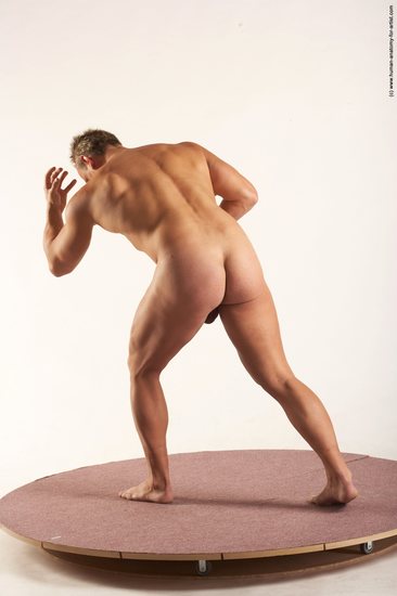 Nude Man White Standing poses - ALL Muscular Short Blond Standing poses - simple Realistic