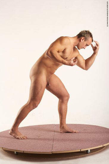 Nude Man White Standing poses - ALL Muscular Short Blond Standing poses - simple Realistic