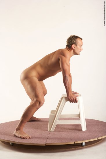 Nude Man White Standing poses - ALL Muscular Short Blond Standing poses - simple Realistic