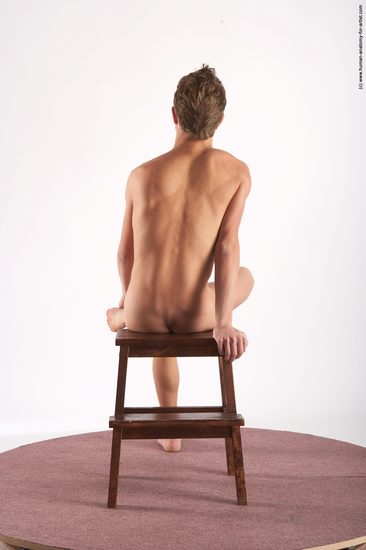 Nude Man White Sitting poses - simple Athletic Short Blond Sitting poses - ALL Realistic