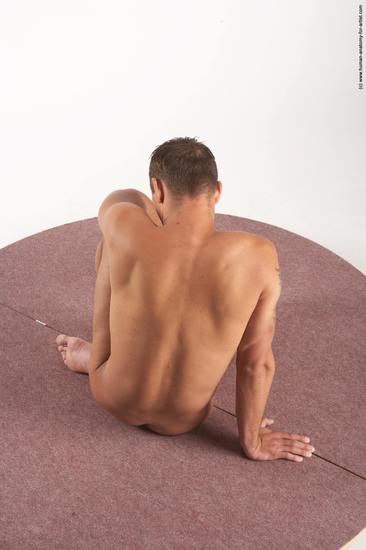 Nude Man White Sitting poses - simple Slim Short Brown Sitting poses - ALL Realistic