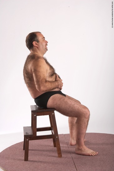 Underwear Man White Sitting poses - simple Chubby Short Brown Sitting poses - ALL Academic