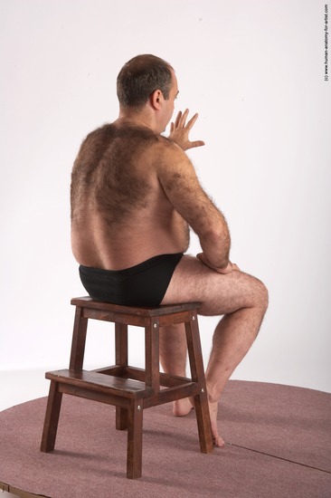 Underwear Man White Sitting poses - simple Chubby Short Brown Sitting poses - ALL Academic