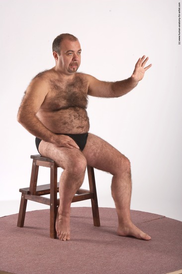 Underwear Man White Sitting poses - simple Chubby Short Brown Sitting poses - ALL Academic