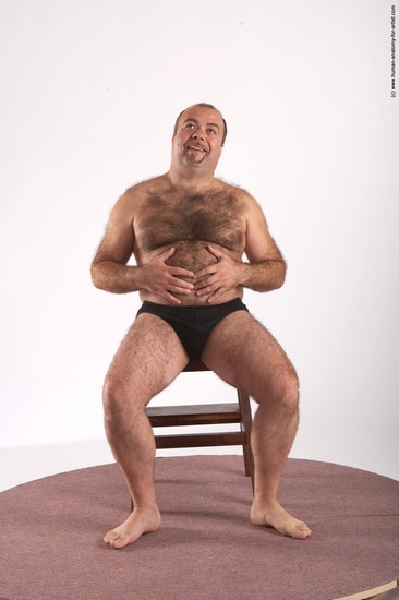 Underwear Man White Sitting poses - simple Chubby Short Brown Sitting poses - ALL Academic