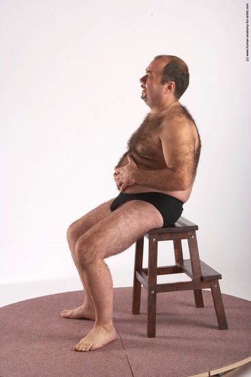 Underwear Man White Sitting poses - simple Chubby Short Brown Sitting poses - ALL Academic