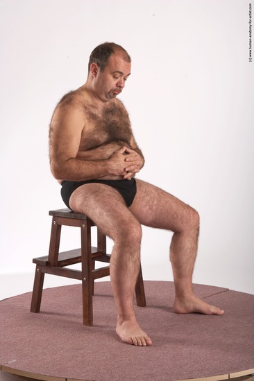 Underwear Man White Sitting poses - simple Chubby Short Brown Sitting poses - ALL Academic