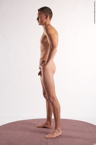 Nude Man White Standing poses - ALL Slim Short Brown Standing poses - simple Realistic