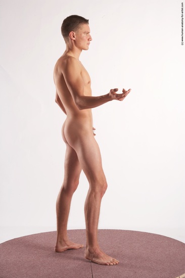 Nude Man White Standing poses - ALL Slim Short Brown Standing poses - simple Realistic