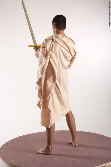 Drape Fighting with sword Man White Standing poses - ALL Slim Short Brown Standing poses - simple Academic