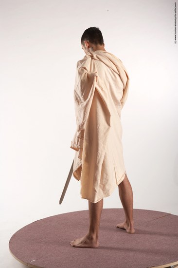 Drape Fighting with sword Man White Standing poses - ALL Slim Short Brown Standing poses - simple Academic