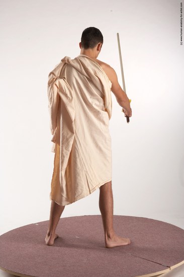 Drape Fighting with sword Man White Standing poses - ALL Slim Short Brown Standing poses - simple Academic