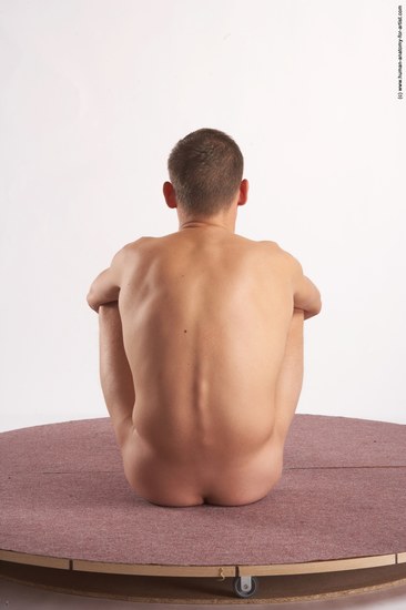 Nude Man White Sitting poses - simple Slim Short Brown Sitting poses - ALL Realistic