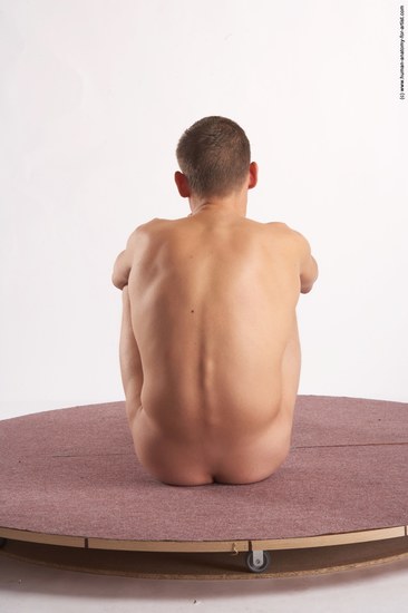 Nude Man White Sitting poses - simple Slim Short Brown Sitting poses - ALL Realistic