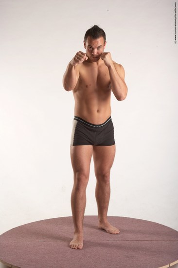 Underwear Martial art Man White Standing poses - ALL Average Short Brown Standing poses - simple Academic