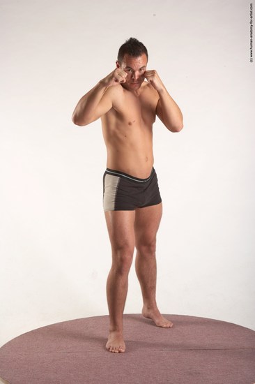 Underwear Martial art Man White Standing poses - ALL Average Short Brown Standing poses - simple Academic