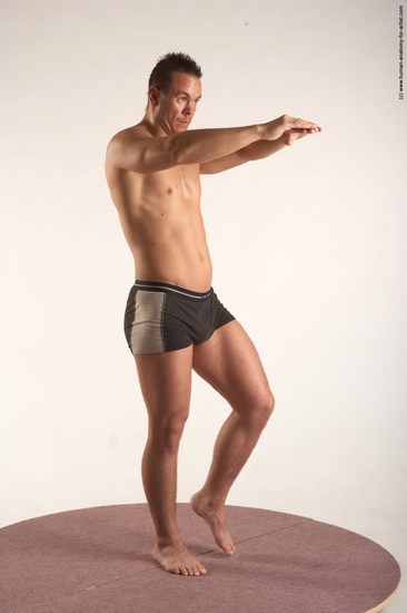 Underwear Martial art Man White Standing poses - ALL Average Short Brown Standing poses - simple Academic