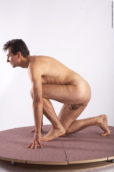 Nude Man White Kneeling poses - ALL Slim Short Brown Kneeling poses - on both knees Realistic