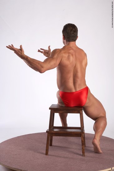 Swimsuit Man White Laying poses - ALL Muscular Short Brown Laying poses - on back Academic
