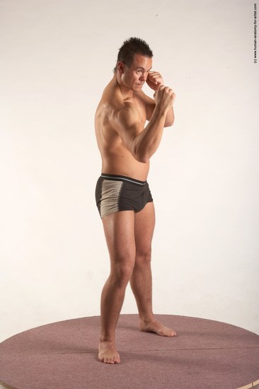 Underwear Martial art Man White Standing poses - ALL Average Short Brown Standing poses - simple Academic