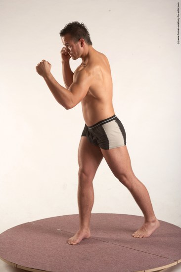 Underwear Martial art Man White Standing poses - ALL Average Short Brown Standing poses - simple Academic