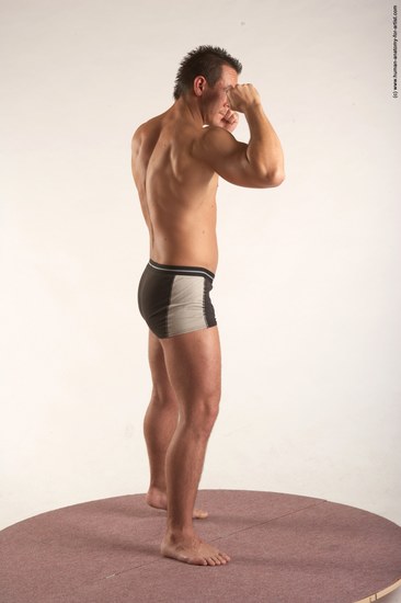 Underwear Martial art Man White Standing poses - ALL Average Short Brown Standing poses - simple Academic