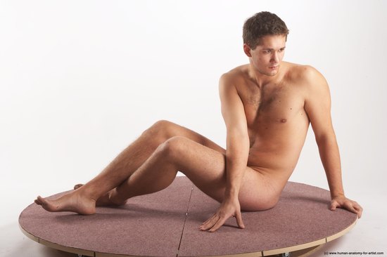 Nude Man White Sitting poses - simple Average Short Brown Sitting poses - ALL Realistic