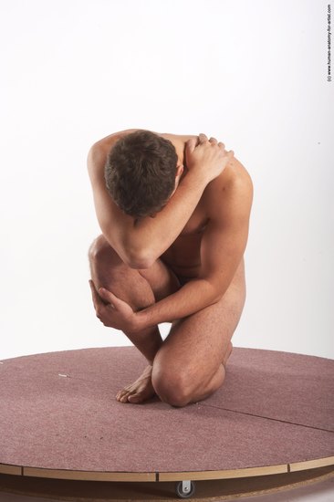 Nude Man White Sitting poses - simple Average Short Brown Sitting poses - ALL Realistic