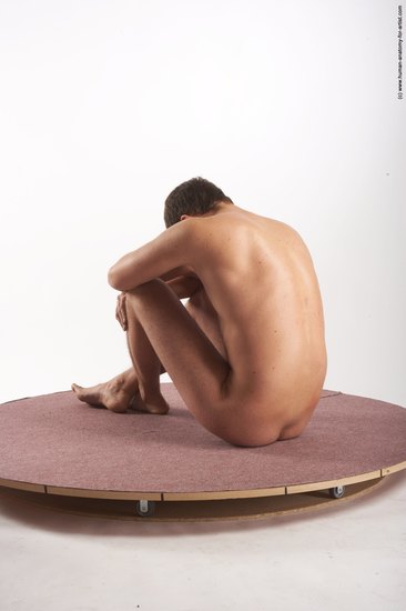 Nude Man White Sitting poses - simple Average Short Brown Sitting poses - ALL Realistic