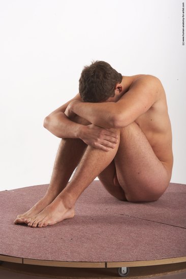 Nude Man White Sitting poses - simple Average Short Brown Sitting poses - ALL Realistic