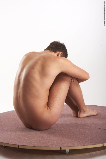 Nude Man White Sitting poses - simple Average Short Brown Sitting poses - ALL Realistic