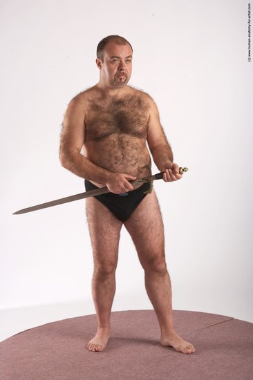 Underwear Fighting with sword Man White Standing poses - ALL Chubby Bald Brown Standing poses - simple Academic