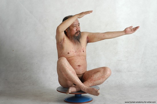 and more Nude Man Asian Sitting poses - simple Chubby Bald Black Sitting poses - ALL Realistic