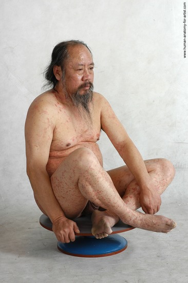 and more Nude Man Asian Sitting poses - simple Chubby Bald Black Sitting poses - ALL Realistic