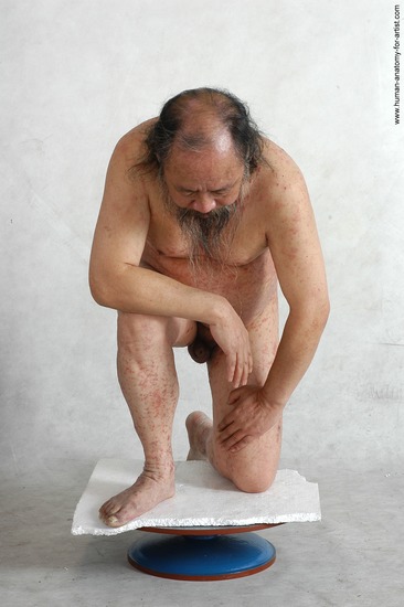 and more Nude Man Asian Kneeling poses - ALL Chubby Bald Kneeling poses - on both knees Black Realistic